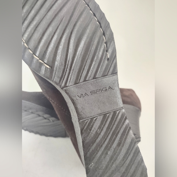 Via SPIGA Slip On Brown Low Ankle Bootie Wedge Heel size Womens 9.5 Suede EUC - Picture 6 of 7